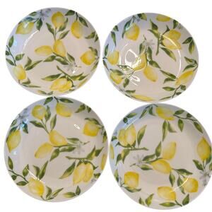 Mikasa Bone China Lemons Yellow Green Pasta Bowls 8.5” Diameter NEW Set of 4